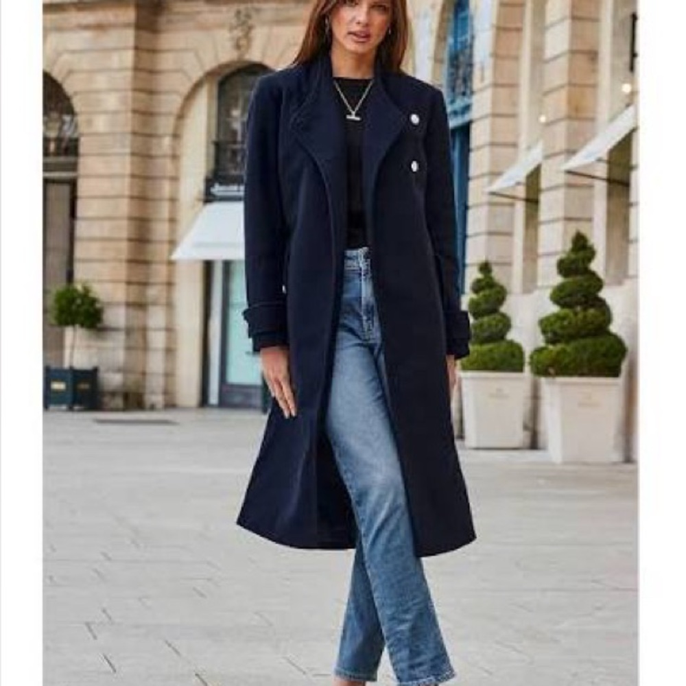 Vintage London Fog Navy Virgin Wool Business Casual Coat